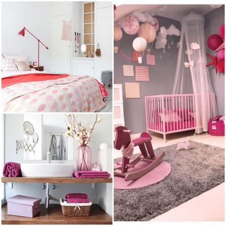 chambre déco rose bonbon et gris blanc