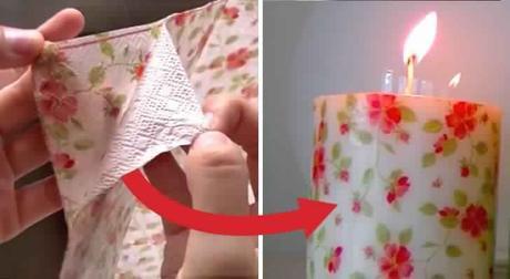 Voici comment décorer une bougie en utilisant une serviette