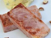 Jambon grillé plancha, purée herbes noisettes grillées