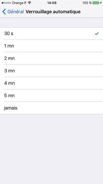 iOS 9: Un temps de verrouillage automatique qui passe à 30 secondes