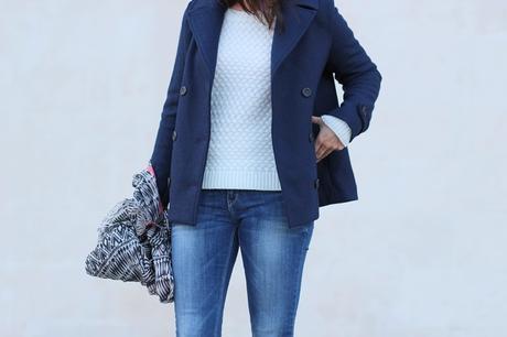 Le Halle manteau laine navy Naf Naf