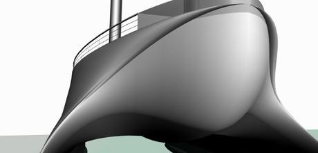 Le dessin du bateau n'est pas encore définitif et reste encore confidentiel. Voici une ébauche de la coque qui reprend le concept de SWATH éprouvé sur des bateaux à moteur. Esprit de Velox