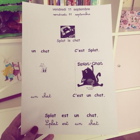 Première feuille de devoirs : de la lecture avec Splat le Chat