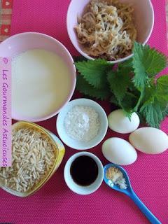 Germes de soja en omelette aromatisée et sauce aux orties (Végétarien)