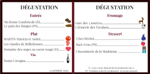 Menu Dégustation 13 OCTOBRE