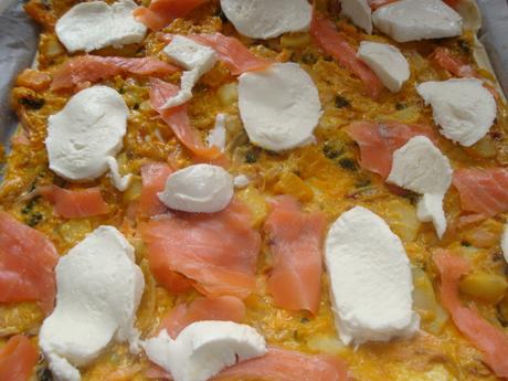 pizza potiron , oignons , saumon , 