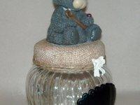 Pot gourmand avec p'tit ourson cuistot en porcelaine froide