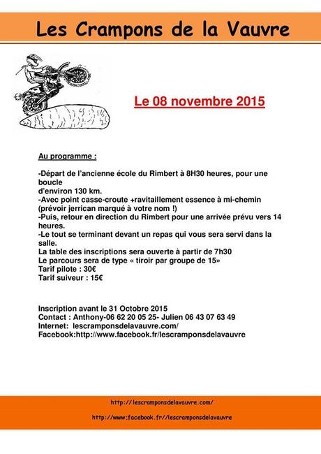 Rando moto des Crampons de la Vauvre (36) le 8 novembre 2015