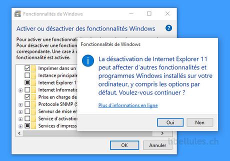 Comment désactiver Internet Explorer 11 sous Windows 10