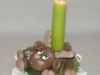 Porte-bougie avec p'tit renne en porcelaine froide