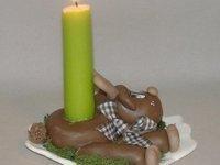 Porte-bougie avec p'tit renne en porcelaine froide