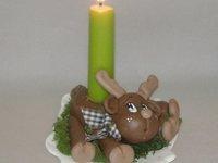 Porte-bougie avec p'tit renne en porcelaine froide