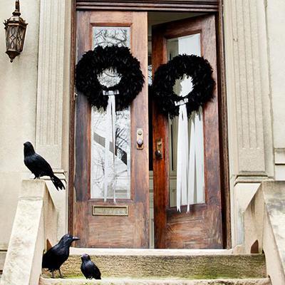 courones de plumes noires à la porte