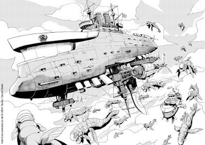 Asebi et les Aventuriers du Ciel - le bleu du ciel remplace celui de l'océan