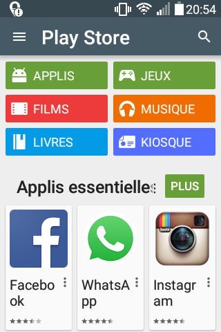 Playstore accueil