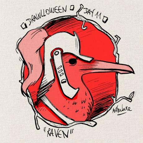 Drawlloween #11 - Raven crow corbeau