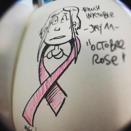 Inktober #11 - Octobre rose (dessiné à l'encre rose) cancer du sein