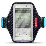 Les meilleurs brassard sport pour téléphone portable Samsung Galaxy S6 Edge Plus Étui, Shocksock Élastique Brassard Armband Sport pour Samsung Galaxy S6 Edge Plus Coque Cuir - Noir / Bleu