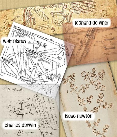 Faites comme Léonard, Walt, Charles, Albert et Isaac…utilisez le mind mapping ! changerdeviemontagemindmapping