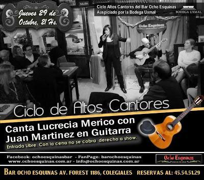 Lucrecia Merico demain au Bar Ocho Esquinas [à l'affiche]