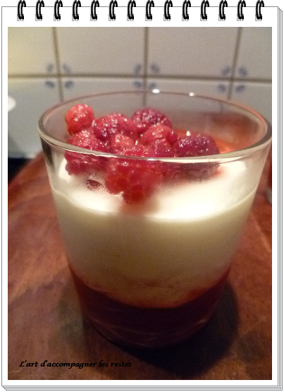 Crème au chocolat blanc sur coulis de groseilles2