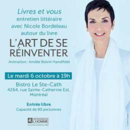 Nicole Bordeleau littérature conférence livres et vous l'art de se réinventer