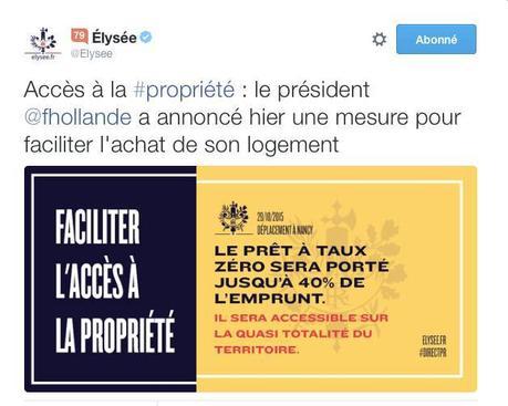 Immobilier : Hollande distribue du PTZ comme d’autres la malaria tweet élysée PTZ