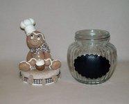 Pot gourmand avec Bonhomme pain d'épice en porcelaine froide