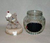 Pot gourmand avec p'tit ourson cuistot en porcelaine froide