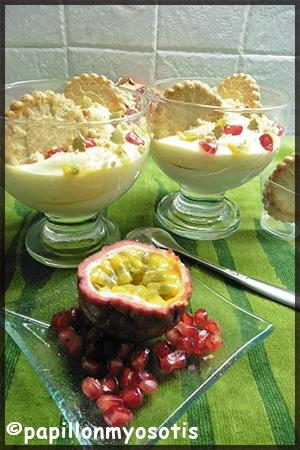 Coupe au fromage blanc et mousse légère à la mangue, grenades et fruits de la passion et son sablé_final1