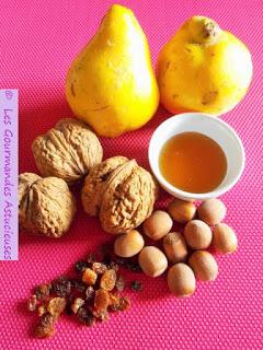 Coings aux fruits secs et au miel (Végétarien)