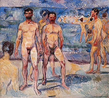 Munch Hommes se baignant