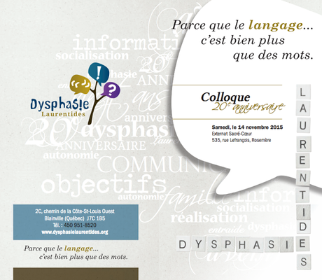 Colloque sur la dyphasie le 14 novembre à Rosemère #dysphasie #dyspraxie