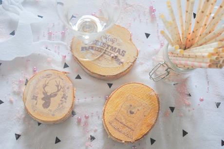 Le Noël Rose et Or : Dessous de verres en bois ♥