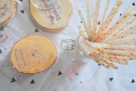 Le Noël Rose et Or : Dessous de verres en bois ♥