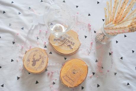 Le Noël Rose et Or : Dessous de verres en bois ♥
