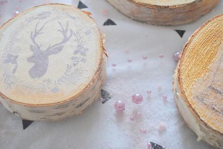 Le Noël Rose et Or : Dessous de verres en bois ♥