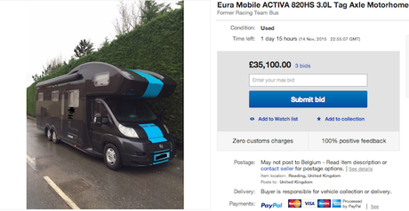 La caravane du team Sky de Froome à vendre sur Ebay