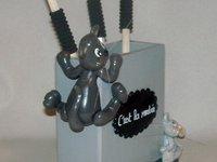 Boite Porte-crayon avec chat et souris en porcelaine froide