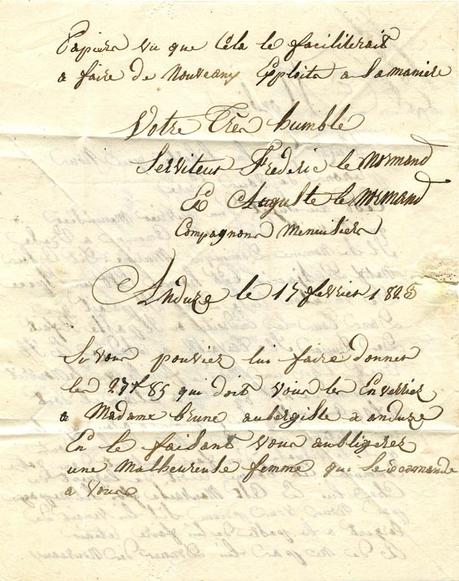 DOCUMENT : 17 février 1823, deux compagnons menuisiers du Devoir dénoncent un compagnon malhonnête au maire d'Uzès