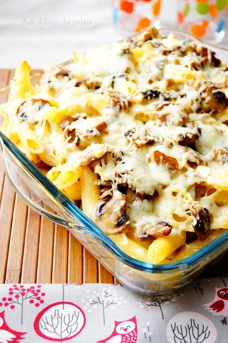 Gratin de pâtes aux champignons facile
