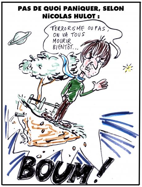 webzine,bd,zébra,gratuit,fanzine,bande-dessinée,caricature,nicolas hulot,terrorisme,panique,fin du monde,dessin,presse,editorial cartoon,zombi