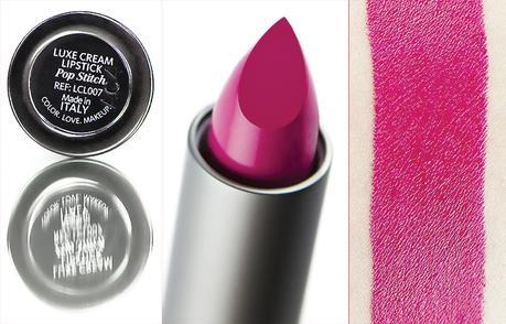 Rouge à lèvres crème Luxe Cream Lipstick de Zoeva en teinte Pop Stitch : gros plan, raisin et swatch