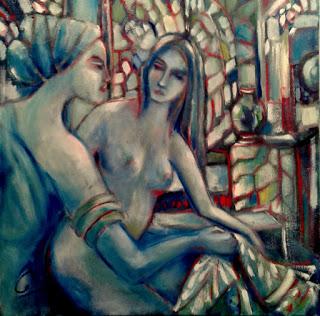 Intimité de femmes - peinture de Ghislaine Segal