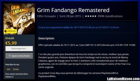 Bon Plan Grim Fandango PS4 PSVita