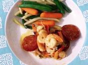 Crevettes épicées chorizo: recette cuisinier rebelle j'ai adapté.