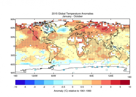 anomalies des températures en 2015
