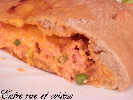 Pizza-chausson ricotta/petits pois/jambon