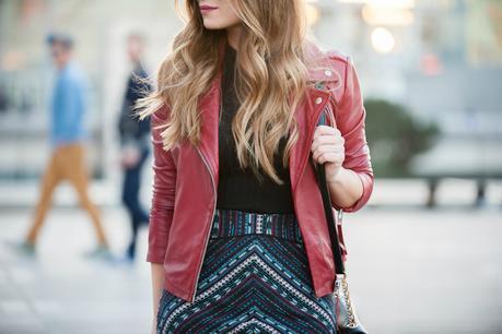 how to wear the red leather jacket fashion blog