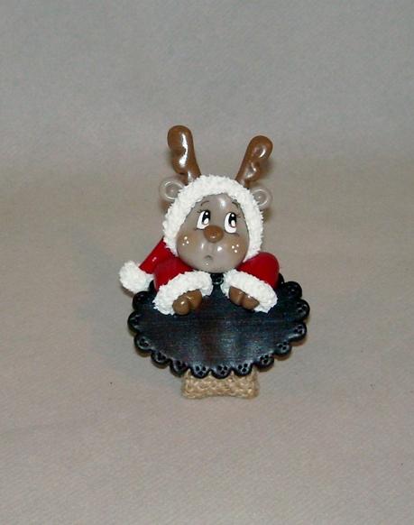 Porte-serviette avec père-Noël et renne en porcelaine froide